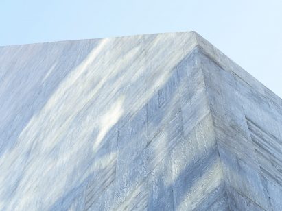 A board-marked concrete wall