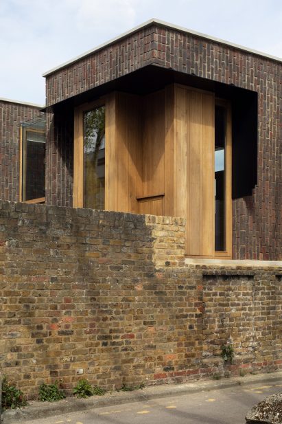 A close up of the brick wall and Southwark Brick House