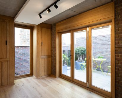 A room on the ground floor overlooking the patio