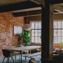 Living space in St John Street warehouse apartment by Emil Eve Architects