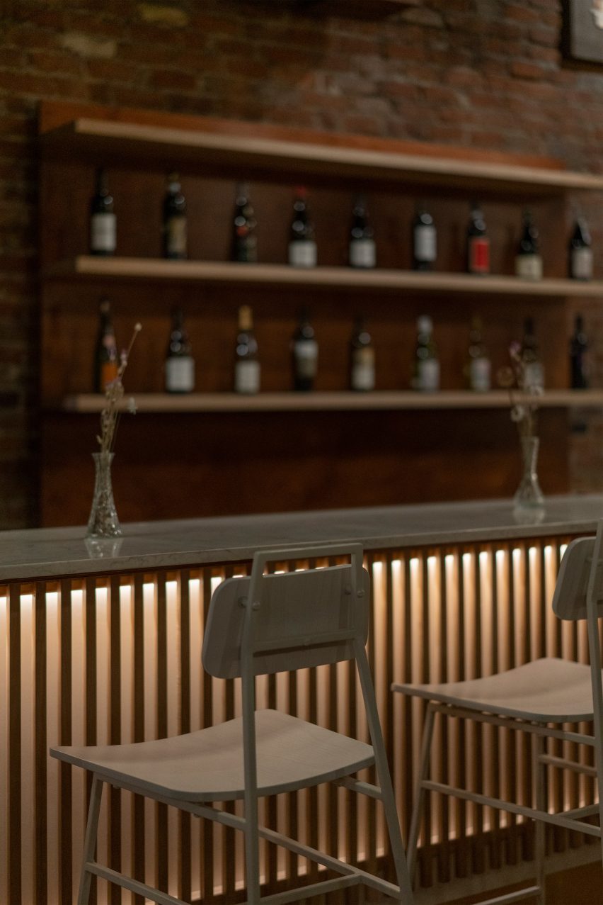 Bar seating in Montreal wine bar Stem
