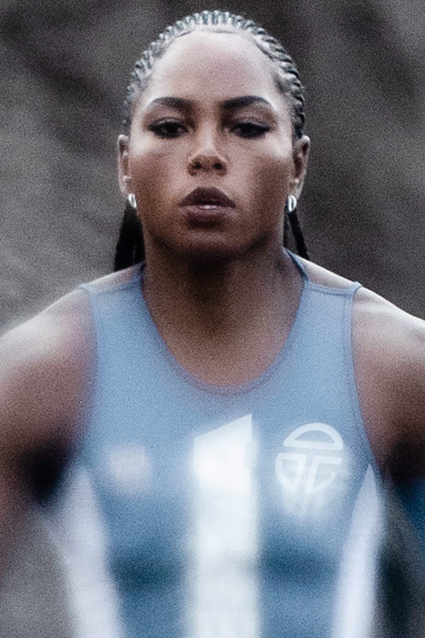 A woman wearing Telfar's Olympic uniform