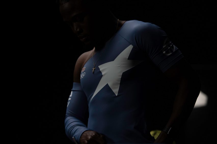 A close up of the Telfar Olympic uniform top