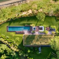 Aerial view of Hamptons house