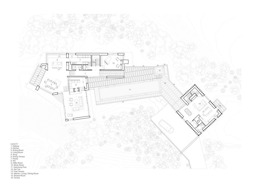 First floor plan, The Rock house in Whistler by Gort Scott