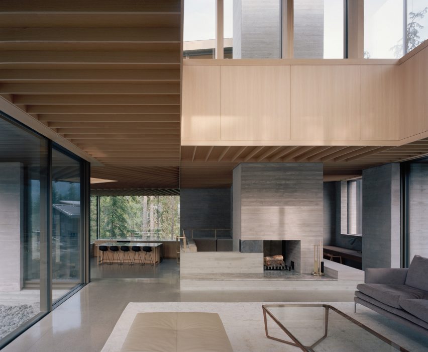 Lounge and fireplace, The Rock house in Whistler by Gort Scott
