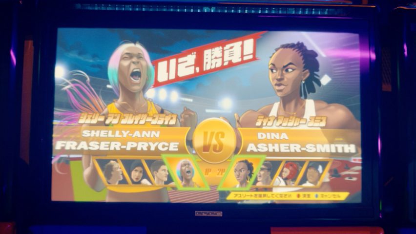 Video arcade scene with Street Fighter-style game in BBC trailer for Tokyo 2020 Olympics produced by Factory Fifteen and Nexus Studios