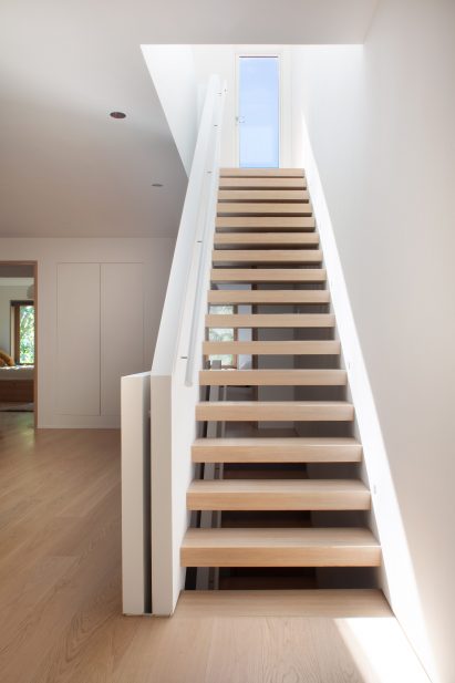 A staircase is one of the townhouse's central features