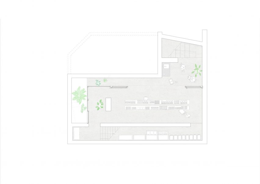 Basement floor plan of Weather House by Not Architects Studio