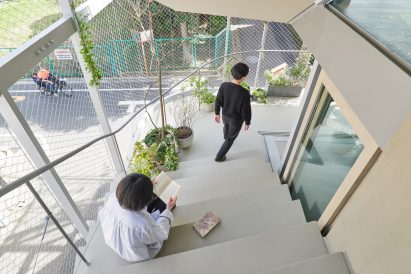 A house with an external staircase