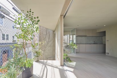 A kitchen with a terrace