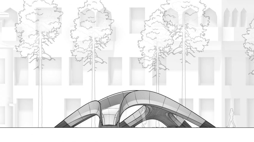 Elevation drawing of the bridge
