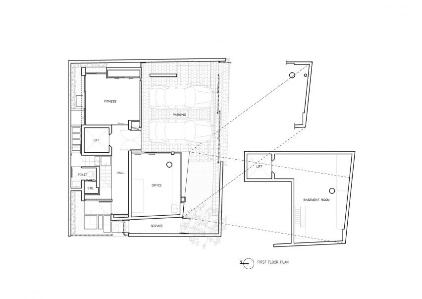 Ground floor plan, 55 Sathorn house by Kuanchanok Pakavaleetorn Architects