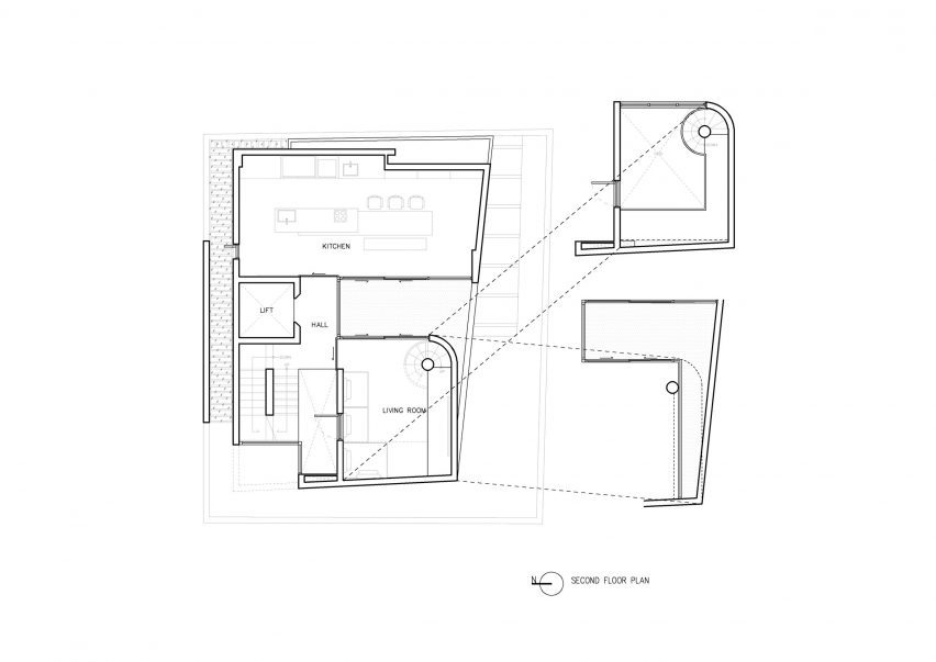 First floor plan, 55 Sathorn house by Kuanchanok Pakavaleetorn Architects