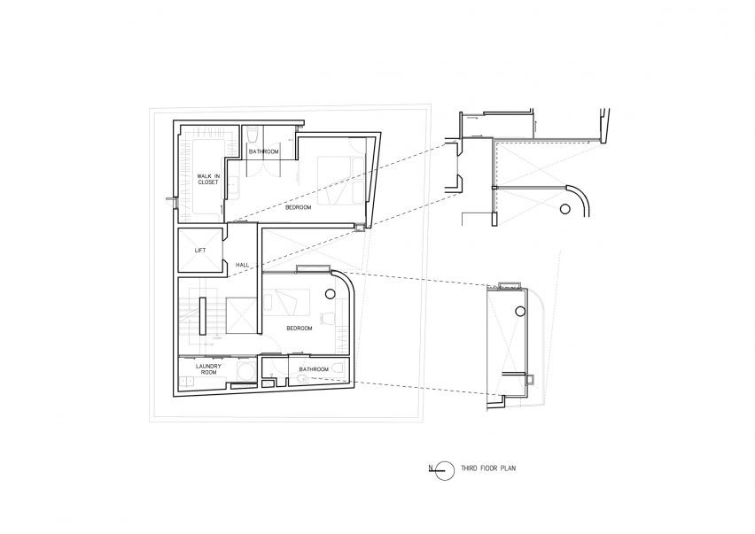 Second floor plan, 55 Sathorn house by Kuanchanok Pakavaleetorn Architects