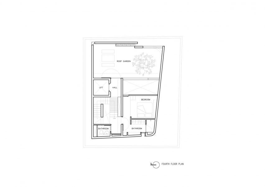 Third floor plan, 55 Sathorn house by Kuanchanok Pakavaleetorn Architects