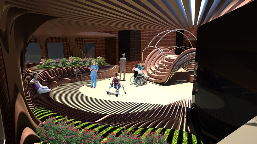 A rehabilitation centre with a brown and white aesthetic