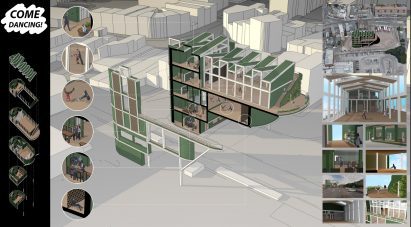 A visualisation of a dance studio in Peckham