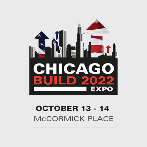 A photograph of the Chicago Build 2022 Expo logo