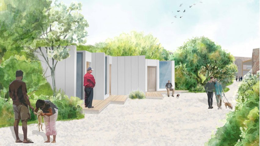 A visualisation of a dog-friendly homeless sanctuary