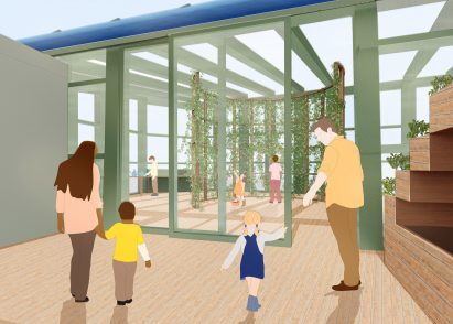 A visualisation of a family learning to grow their food