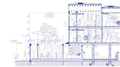 An illustration of a centre designed to help people's mental health