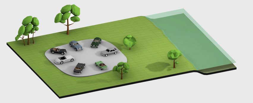 A digital model of the underground showroom