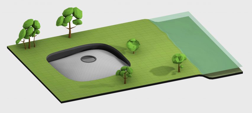 A digital model of the underground showroom