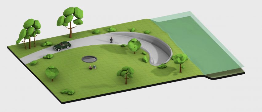 A digital model of the underground showroom