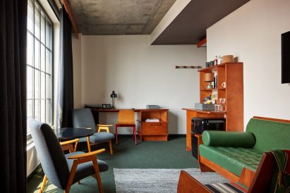 Hotel room designed by Roman and Williams