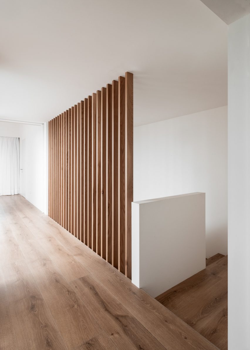 wood covers the floors of the upper level