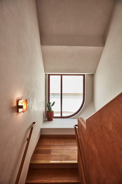 Stairwell inside protruding architectural element