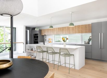 The bungalow's kitchen is bright and airy