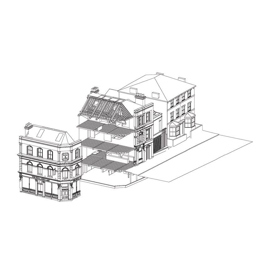 Axonometric diagram of the pub