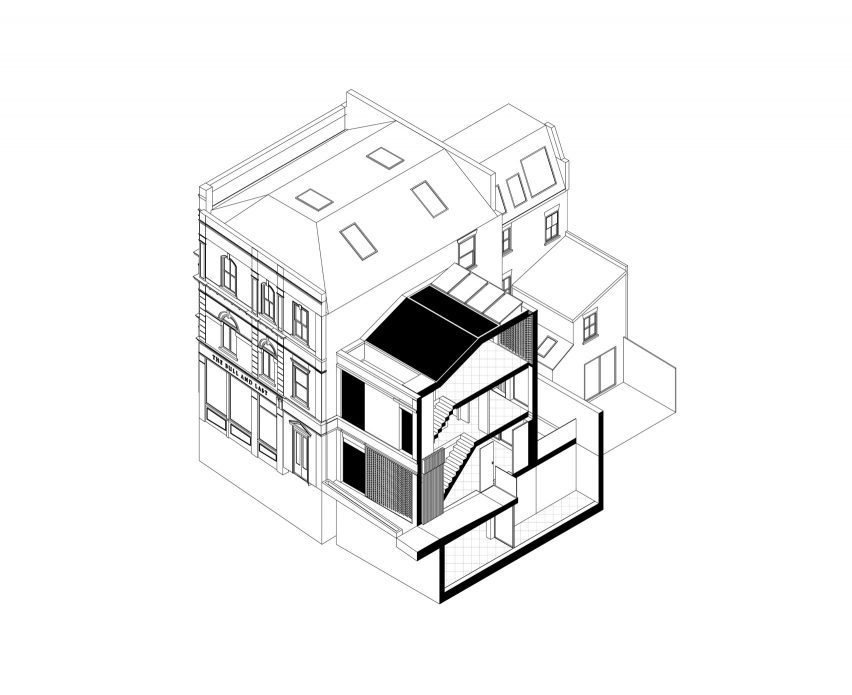 Axonometric diagram of the duplex homes
