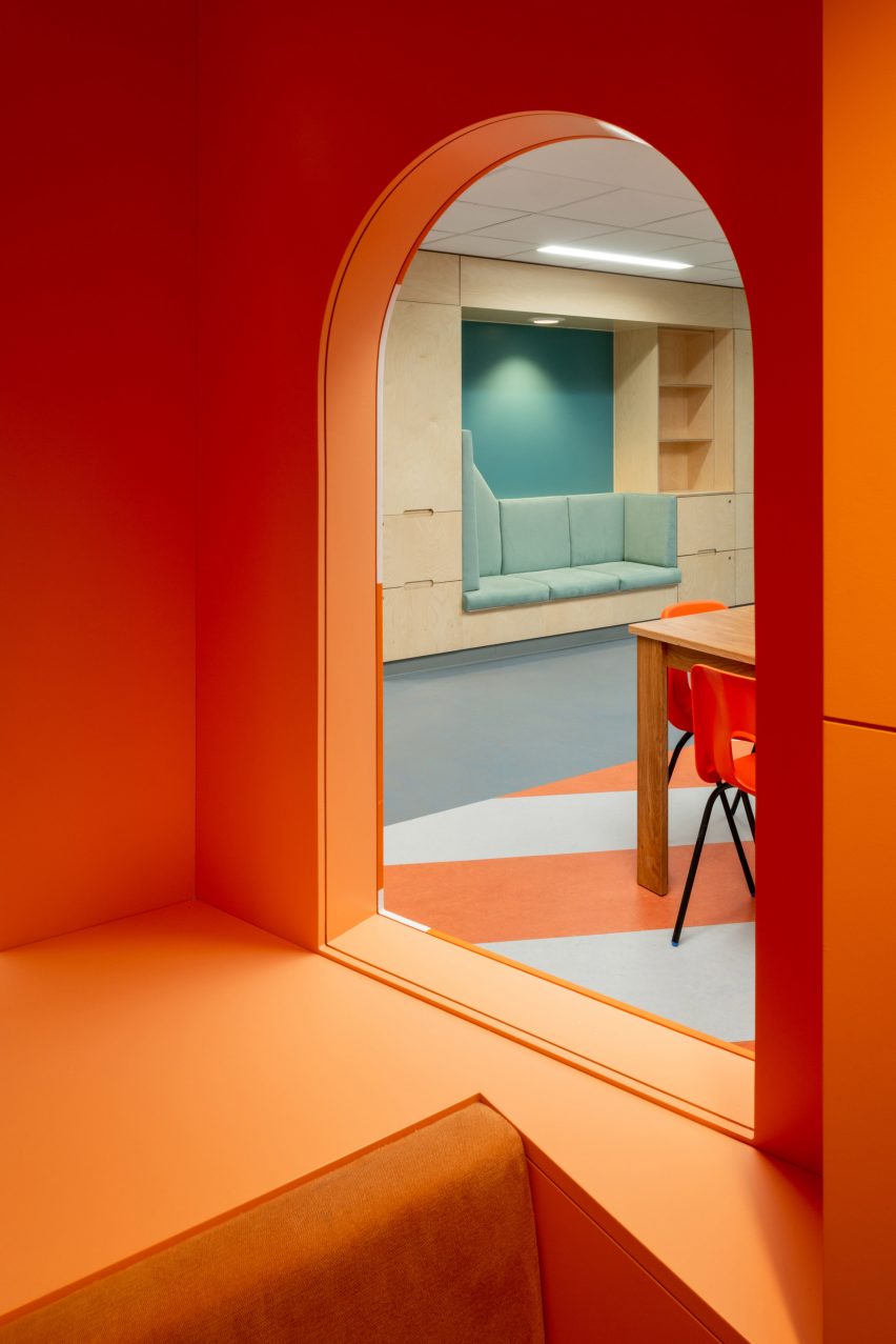 Orange lighthouse interior at CAMHS Edinburgh by Projects Office