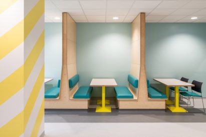 Banquettes in dining room at CAMHS Edinburgh