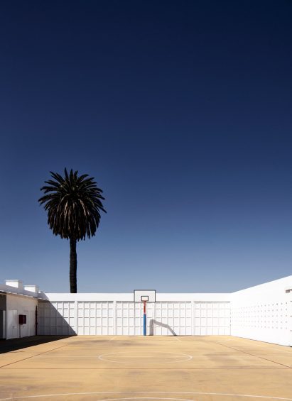 A basketball court in the Chilean school