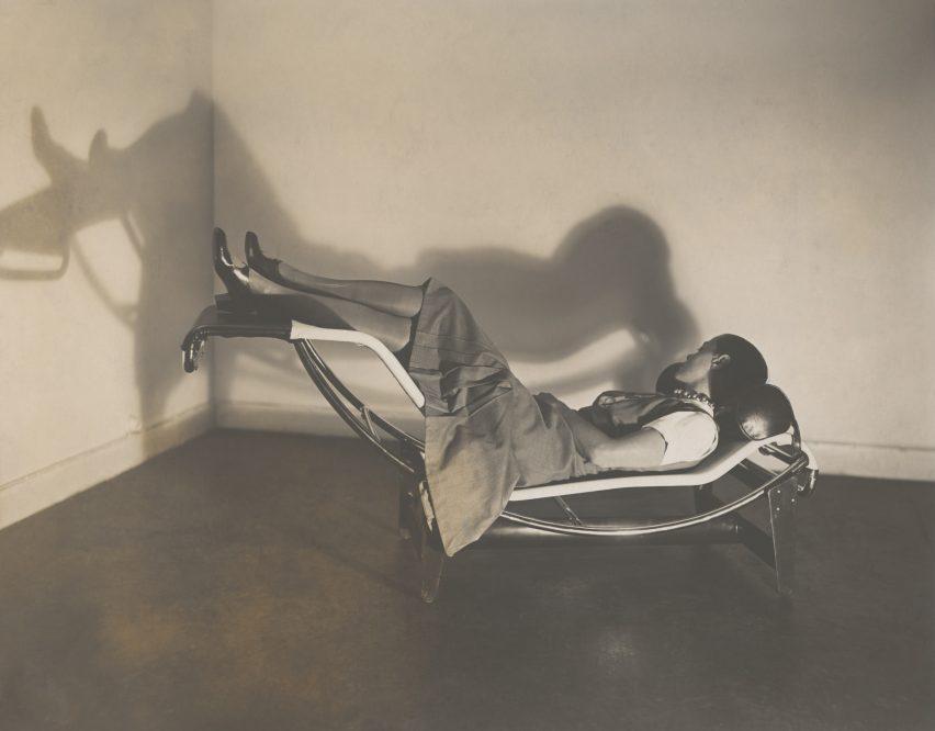 Charlotte Perrian reclining on a chaise longue