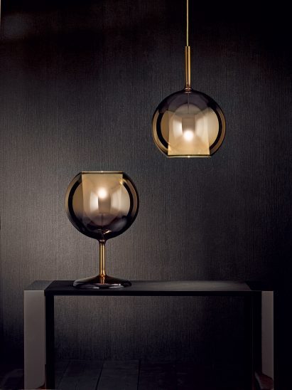 A light with a glass sphere