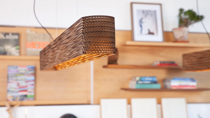 Dash Linear lighting by Graypants in close-up showing the layers of cardboard