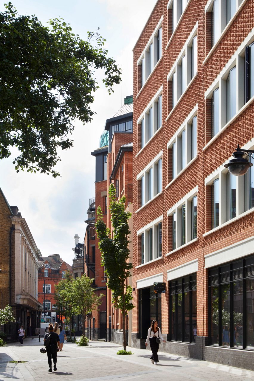 Brick facade and entrance to The Department Store Studios by Squire and Partners