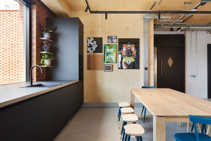 Kitchen in The Department Store Studios by Squire and Partners