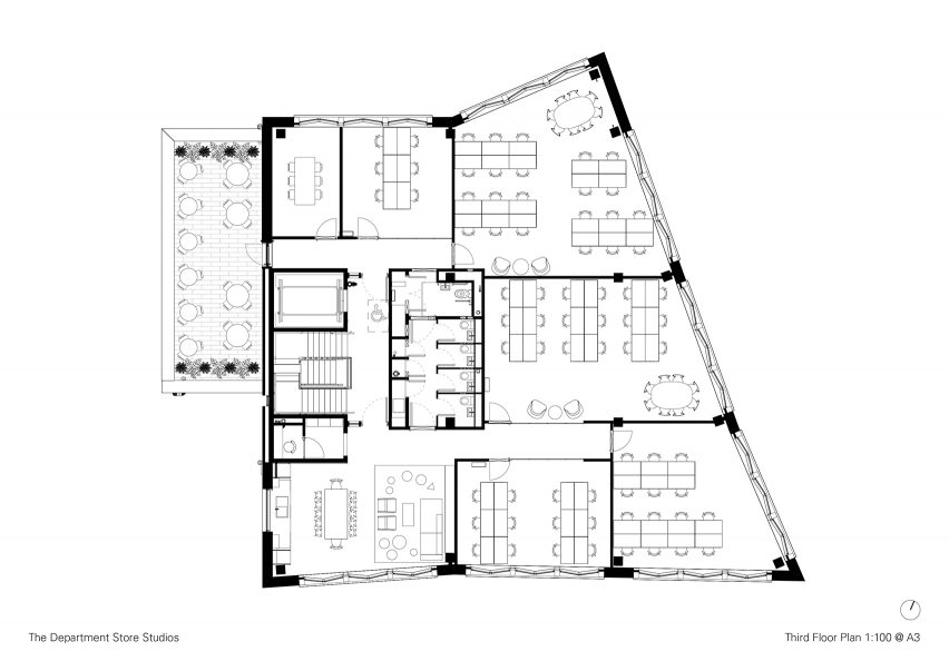 Third floor plan, The Department Store Studios by Squire and Partners