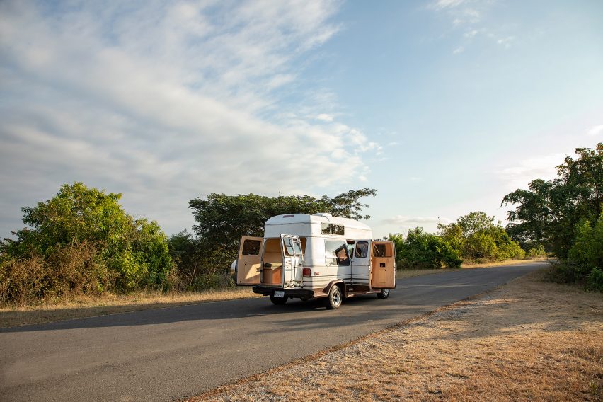 Dodo Van parked on a road with its doors open