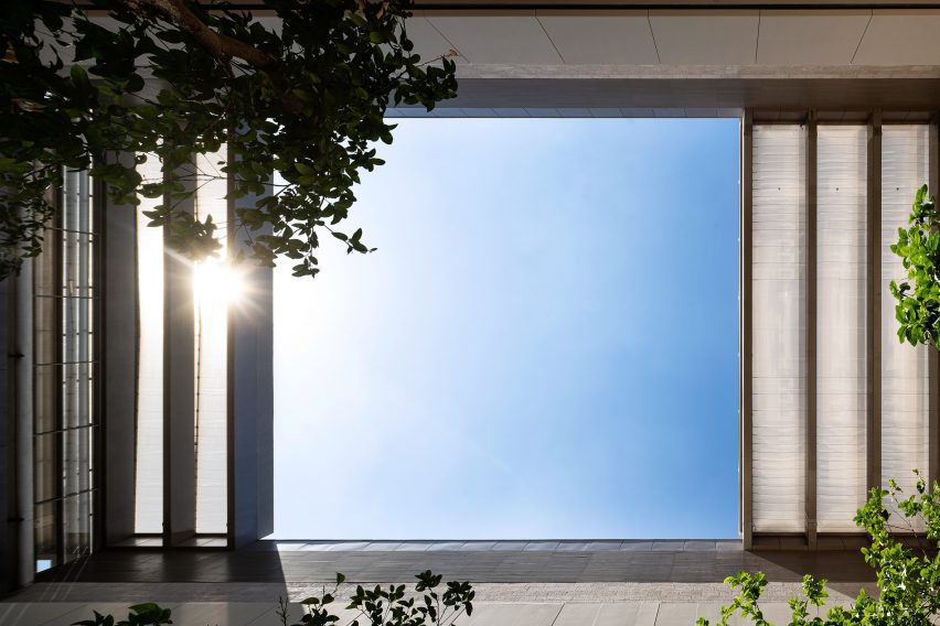 The courtyard of Edmond and Lily Safra Center for Brain Sciences