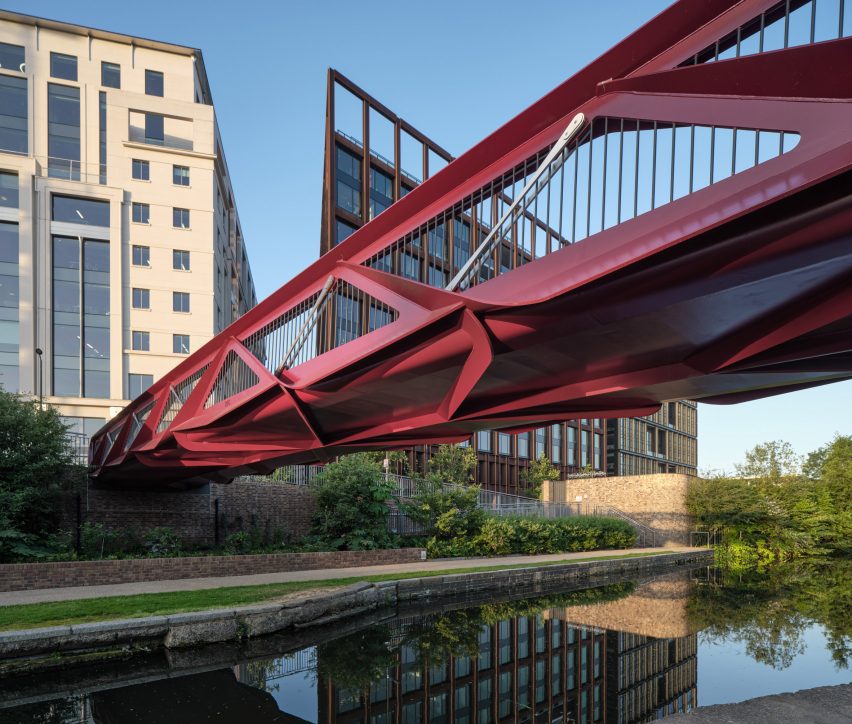 View across water of Esperance Bridge by Moxon Architects and Arup