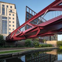 View across water of Esperance Bridge by Moxon Architects and Arup