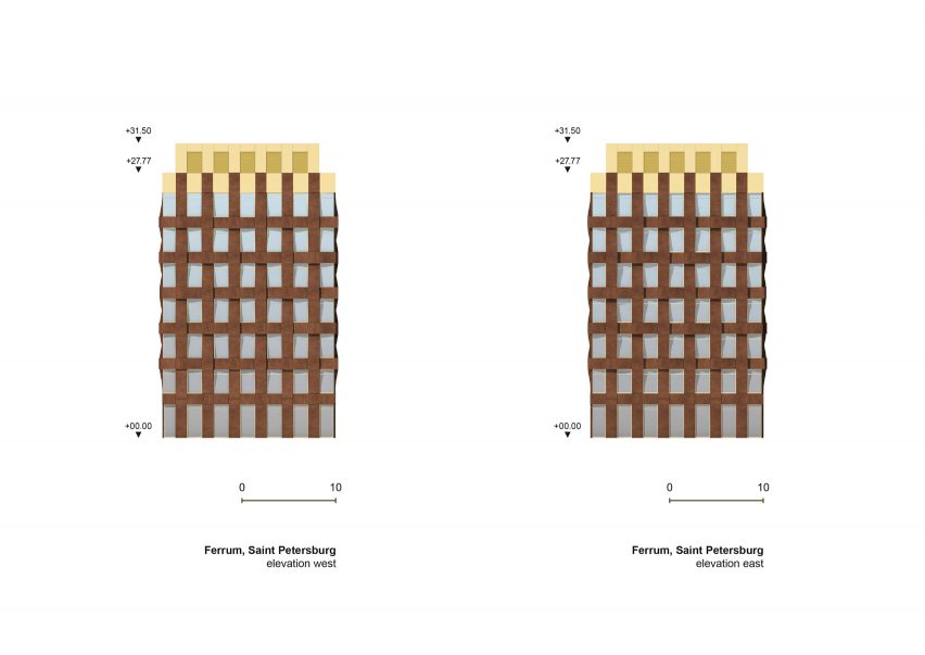 East and west elevations of Ferrum 1