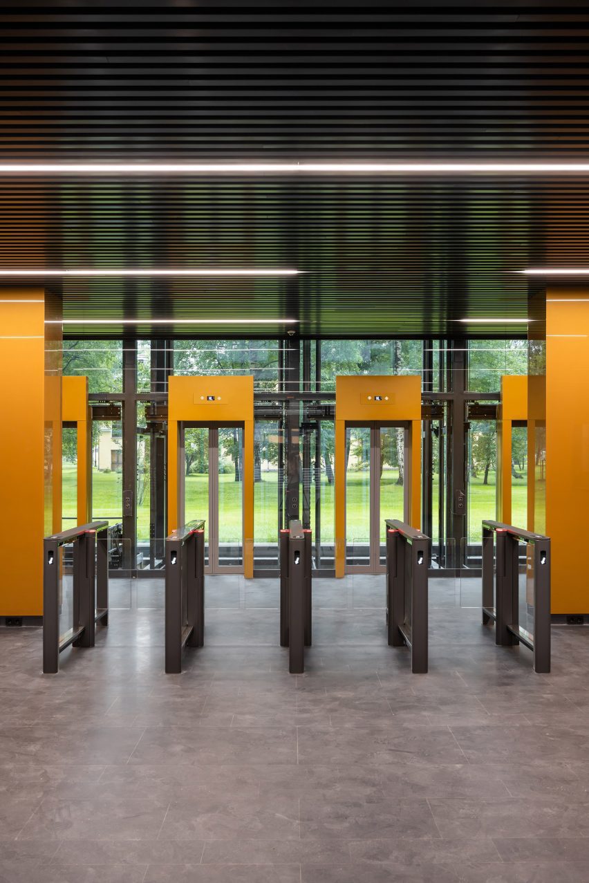 Reception lobby of Ferrum 1 by Tchoban Voss Architekten